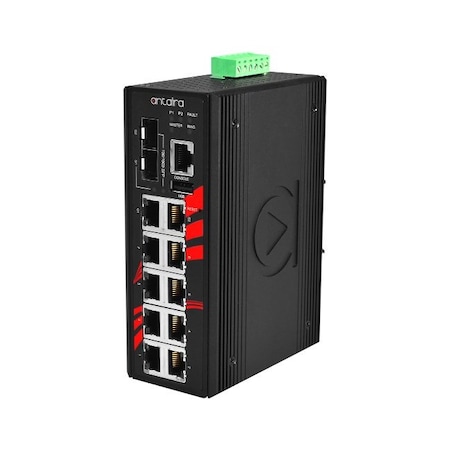 12-Port Industrial PoE+ Light Layer 3 Managed Ethernet Switch